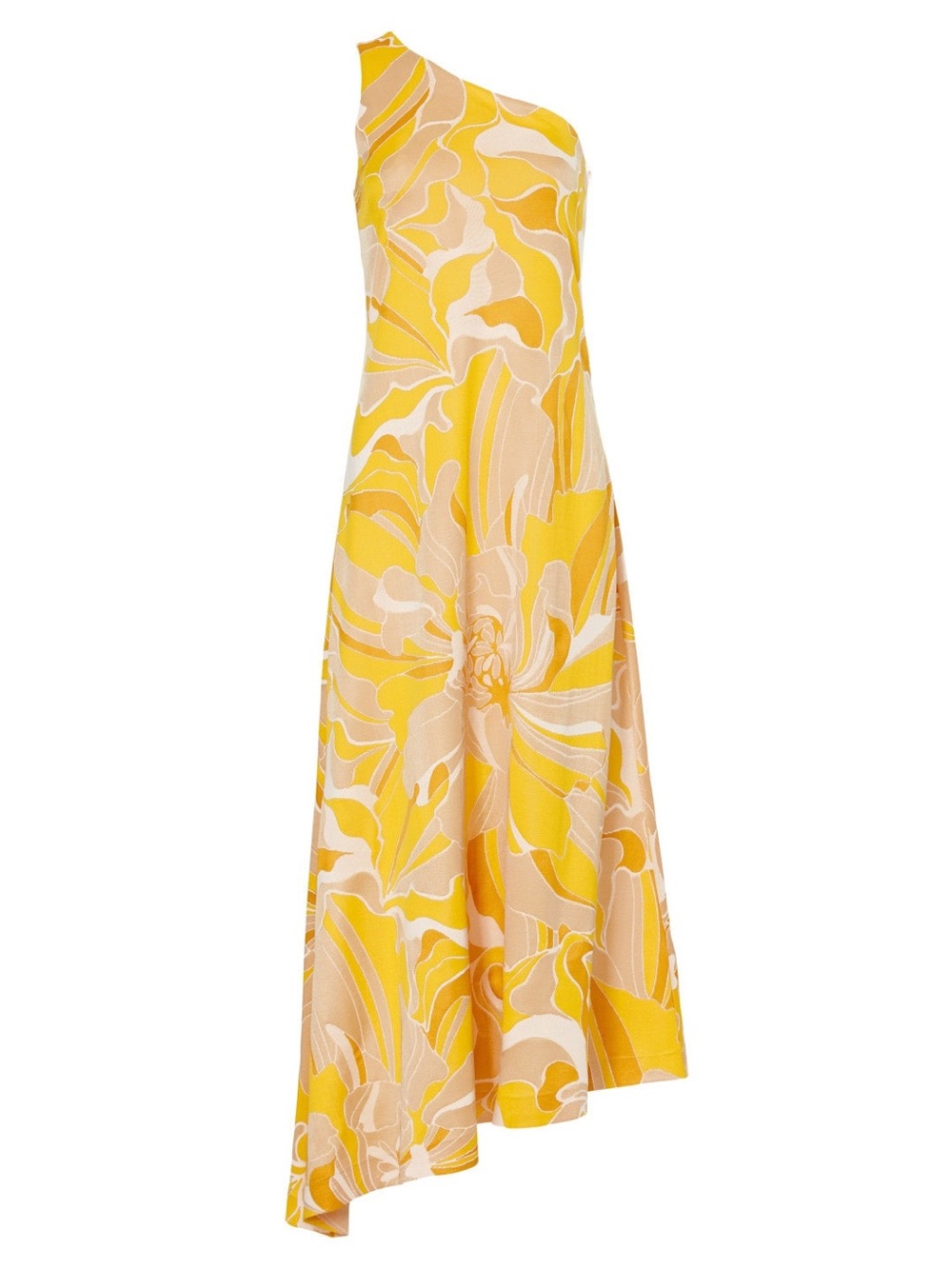 Alexis One-Shoulder Yellow Floral Midi Dress - Picture 5 of 10